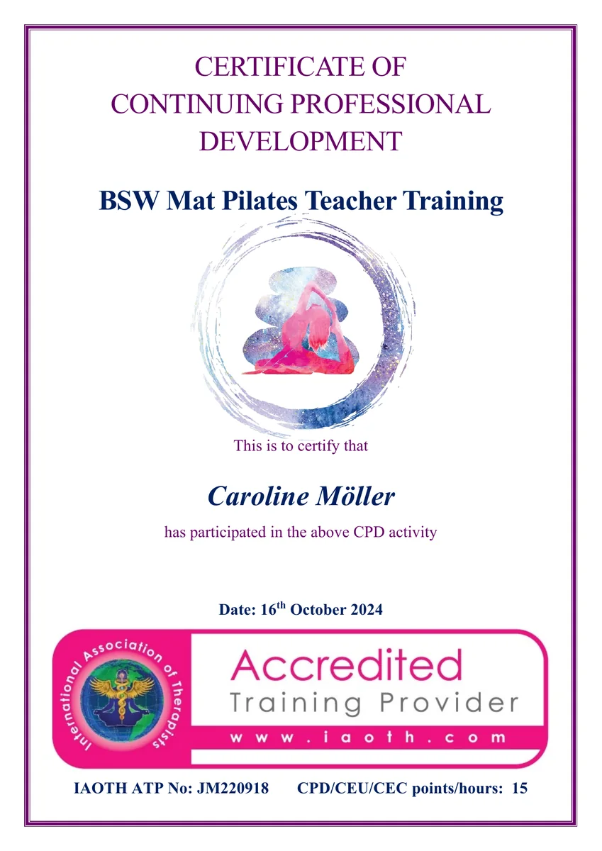 CPD Pilates Certificate — Caroline Möller
